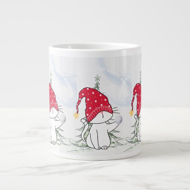 Weihnachtstasse katze mit Schneeball  Jumbo-Tasse (Vorderseite)