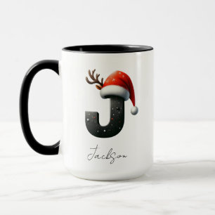 Weihnachtstasse mit Buchstabe J Personalisierter Tasse