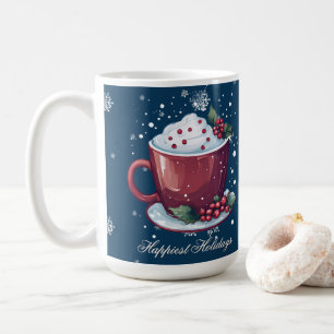 Weihnachtstasse mit Heißer Schokolade   Blaue Kaff Kaffeetasse