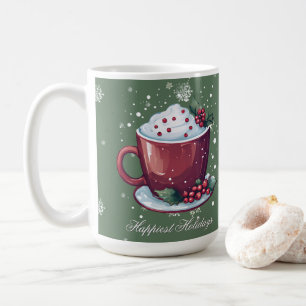 Weihnachtstasse mit Heißer Schokolade Grüner Kaf Kaffeetasse