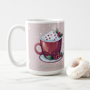Weihnachtstasse mit Heißer Schokolade Rosafarben Kaffeetasse