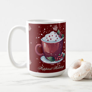 Weihnachtstasse mit Heißer Schokolade Rote Kaffe Kaffeetasse