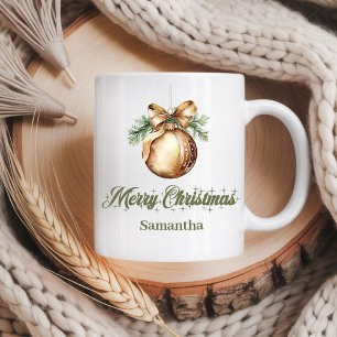 Weihnachtstasse mit individuellem Namen im erdigen Kaffeetasse