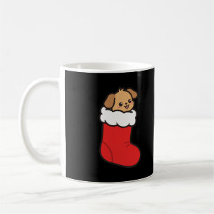 Weihnachtstasse mit Welpen in Strumpf Kaffeetasse