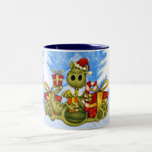 WeihnachtsTasse - niedlicher Weihnachtsdrache Zweifarbige Tasse