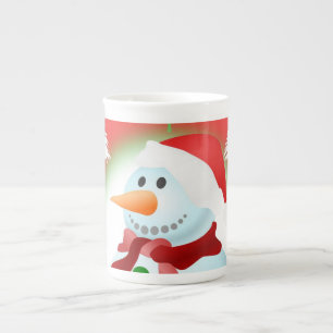 Weihnachtstasse Schneemann Prozellantasse