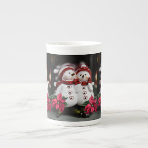 Weihnachtstasse Schneemann Prozellantasse