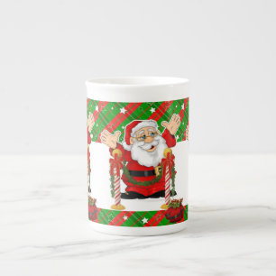 Weihnachtstasse, Vintage, Frohe Weihnachten Santa Prozellantasse
