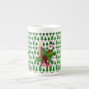 Weihnachtstasse, Vintage, Frohe Weihnachten Schnee Prozellantasse
