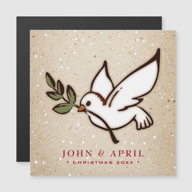 Weihnachtstaube Magnetkarte (Vorne/Hinten)