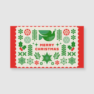 Weihnachtstaube & Stechpalmenzweige Magnetkarte