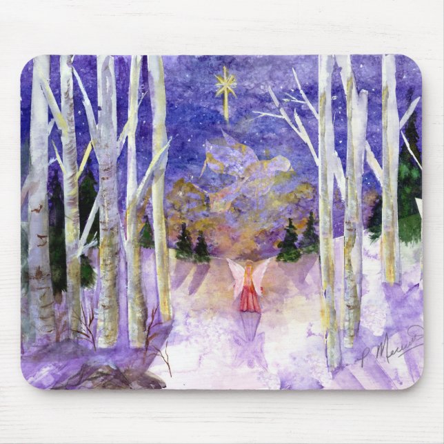 Weihnachtstauben-Engel Mousepad (Vorne)