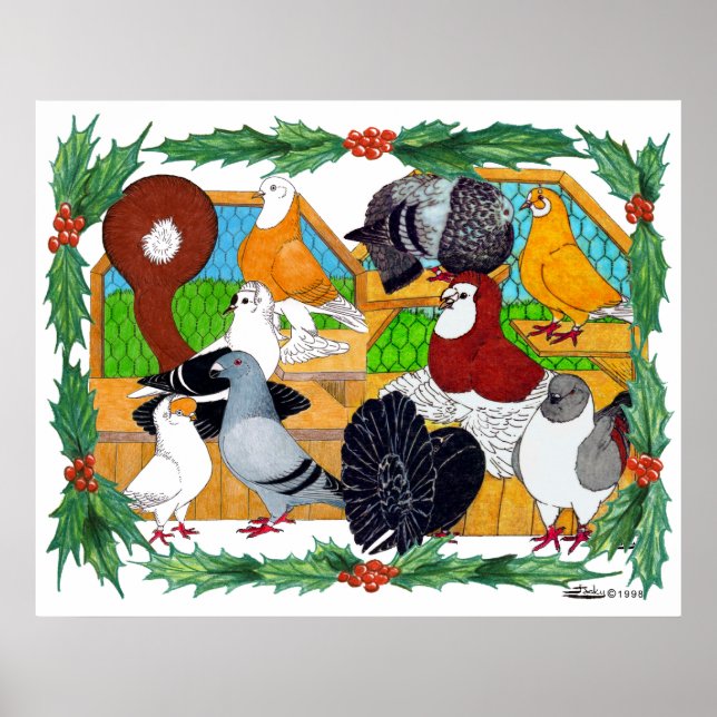 Weihnachtstauben Poster (Vorne)