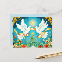 Weihnachtstauben, Weihnachtsbaum, Liebe, Frieden,  Postkarte