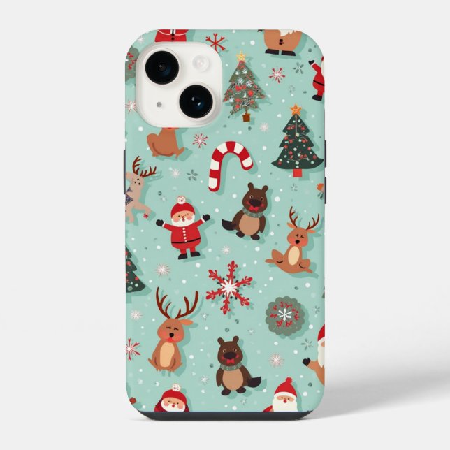 Weihnachtstelefonfall iPhone Hülle (Rückseite)