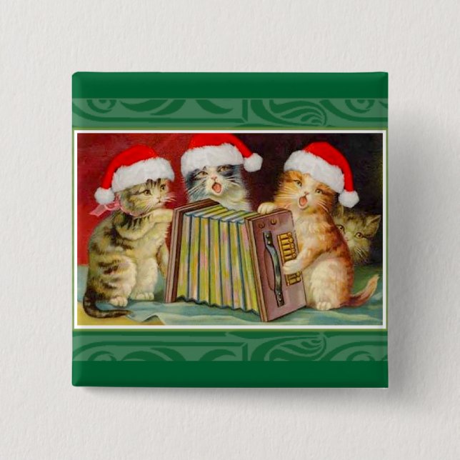 Weihnachtstempelkatzen Button (Vorderseite)