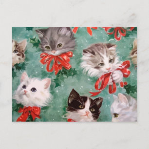 Weihnachtstempelkatzen Feiertagspostkarte
