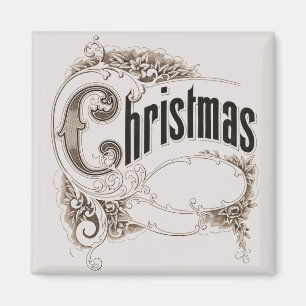Weihnachtstext im Vintage-Stil mit verzierter Umra Magnet