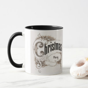 Weihnachtstext mit Verzierter Grenze Tasse