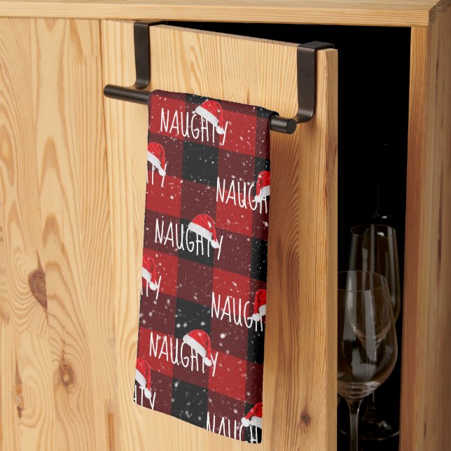 Weihnachtstext mit Weihnachtsmannmützen Geschirrtuch (Drittel gefaltet)