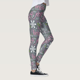 Weihnachtstext und Schneeflocken-Muster Slate ID25 Leggings