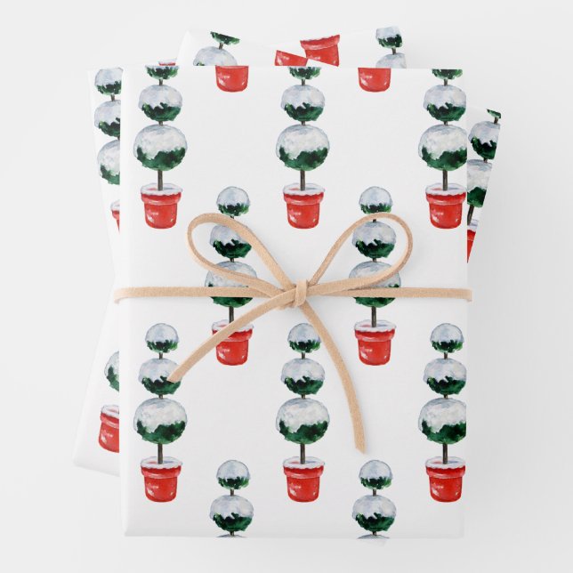 Weihnachtsthema Aquarellrot und Grün Geschenkpapier Set (Beispiel)