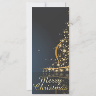 Weihnachtsthema Blau mit goldenem Weihnachtsbaum Feiertagskarte
