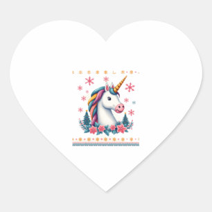Weihnachtsthema Gestrickte Einhorn Einhörner T-Shi Herz-Aufkleber