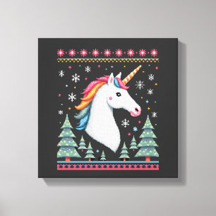 Weihnachtsthema Gestricktes Einhorn Einhörner T-Sh Leinwanddruck