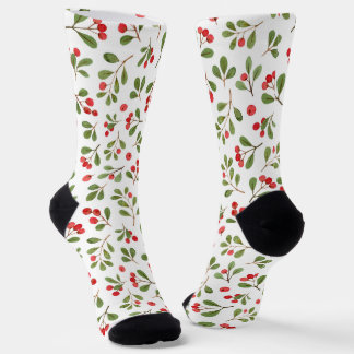 Weihnachtsthema Holly, Mistletoe und Berries Socken