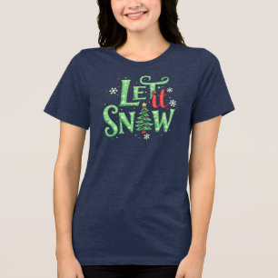 Weihnachtsthema Let it Snow Typografie Tri-Blend Shirt