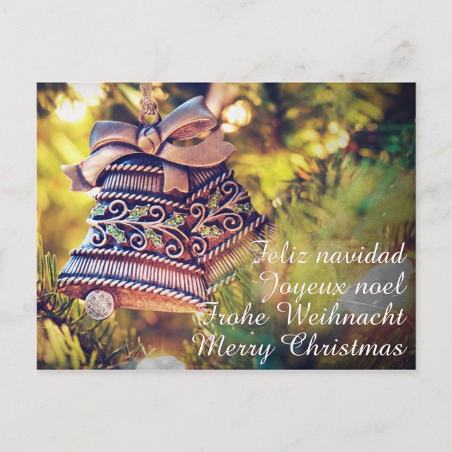 Weihnachtsthema mit zwei Glocken Postkarte (Vorderseite)