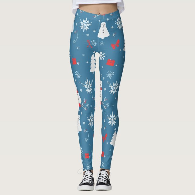 Weihnachtsthema Nahtloses Muster Leggings (Vorderseite)