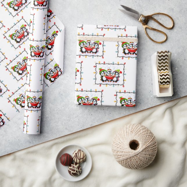 Weihnachtsthema "Niedlich Pingouin" Geschenkpapier (Kunsthandwerk)
