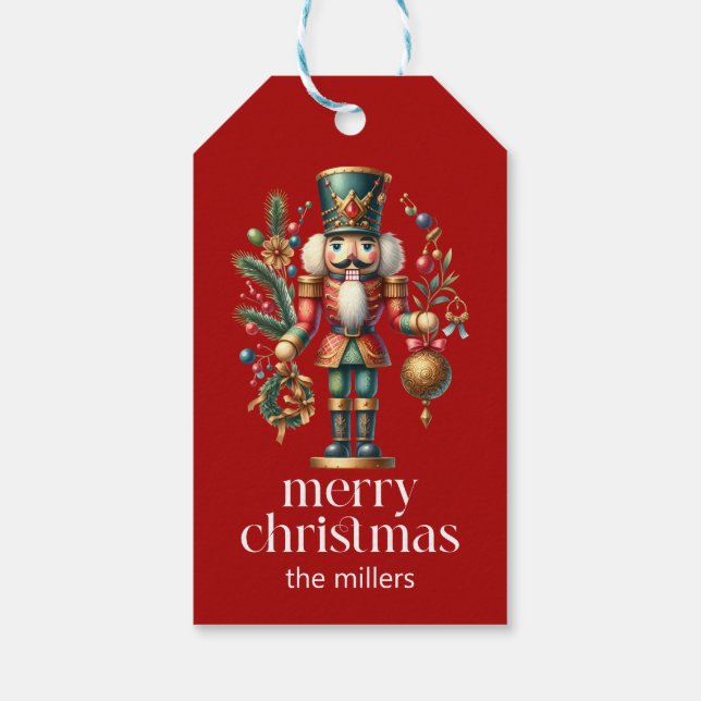 Weihnachtsthema Nutcracker Retro Typografie Geschenkanhänger (Rückseite)