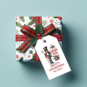 Weihnachtsthema Nutcracker Retro Typografie Wein L Geschenkanhänger