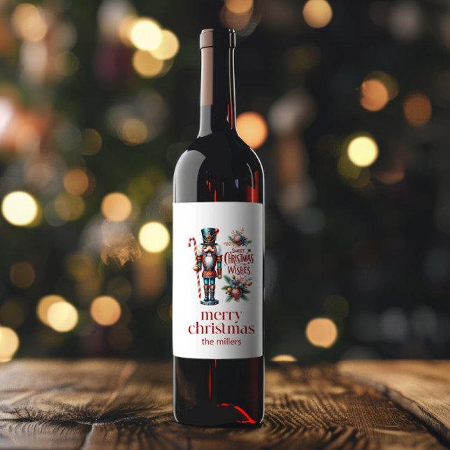 Weihnachtsthema Nutcracker Retro Typografie Wein L Weinetikett (Von Creator hochgeladen)