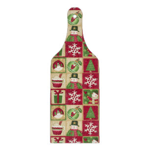 Weihnachtsthema Schneemann Schneeflocken Rot Grün Schneidebrett