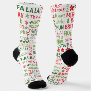 Weihnachtsthema-Typografie-Muster Socken