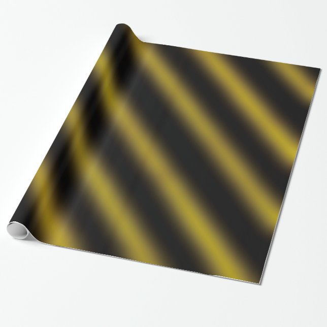 Weihnachtsthema Wavy Muster Gold & Black Geschenkpapier (Ungerollt)