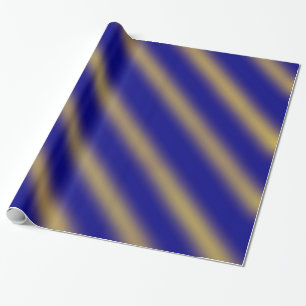 Weihnachtsthema Wavy Muster Gold & Blau Geschenkpapier
