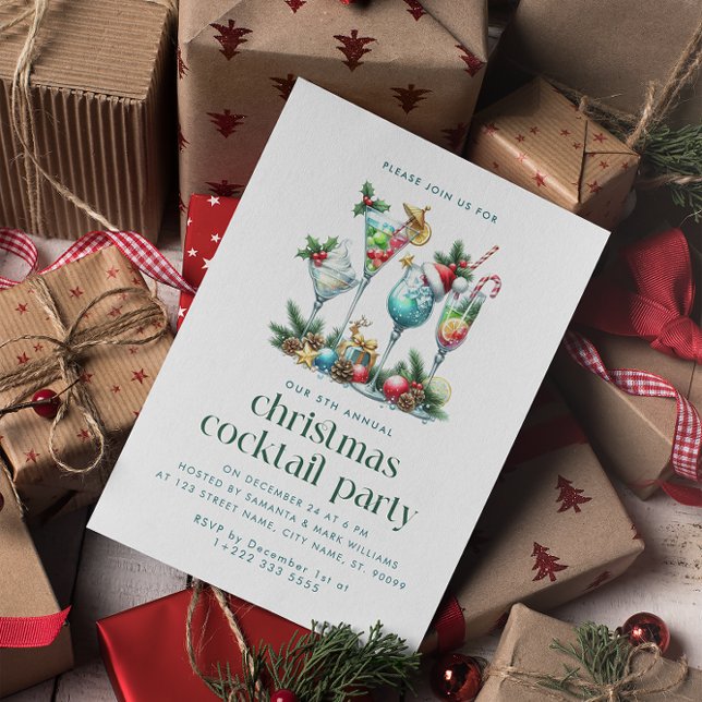 Weihnachtsthema Weihnachtscocktail Party Dankeskarte (Von Creator hochgeladen)