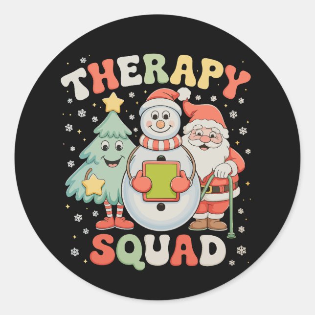 Weihnachtstherapie Squad SLP OT PT Crew Weihnachte Runder Aufkleber (Vorderseite)