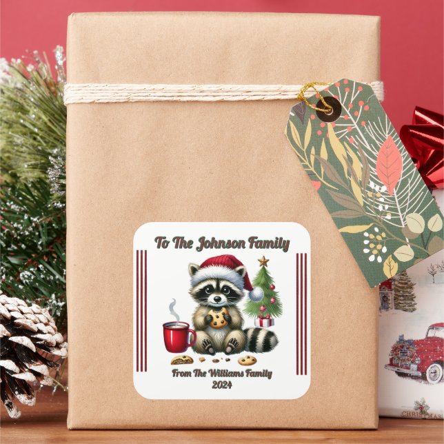 Weihnachtsticker für Geschenke Quadratischer Aufkleber (Feiertag)