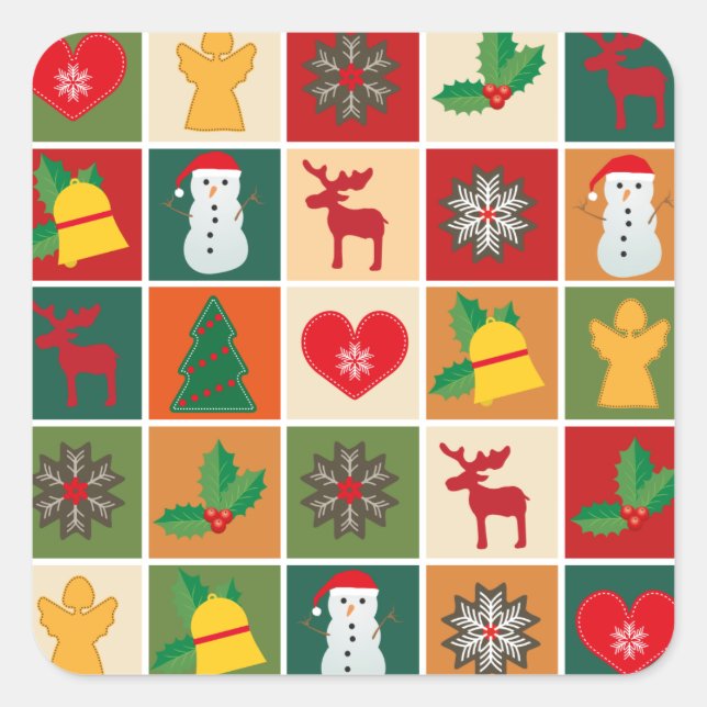 Weihnachtsticker Quadratischer Aufkleber (Vorderseite)