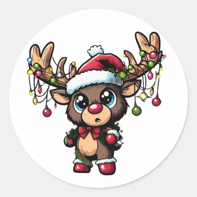 Weihnachtsticker Runder Aufkleber (Vorderseite)
