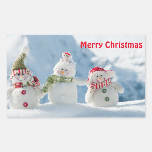 Weihnachtsticker/Schneemänner Rechteckiger Aufkleber