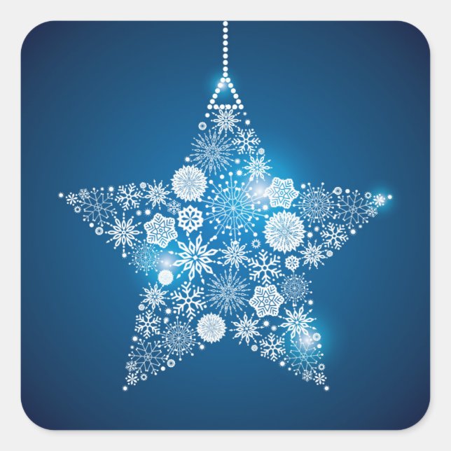 Weihnachtsticker-Snowflakes Star Quadratischer Aufkleber (Vorderseite)