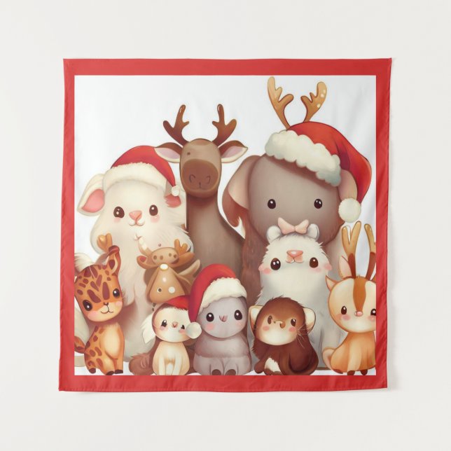 Weihnachtstiere 3 wandteppich (Vorderseite)