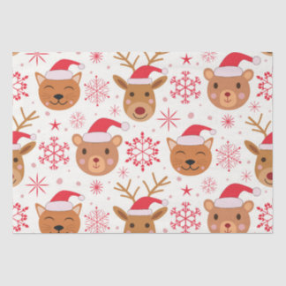 Weihnachtstiere Katze, Bär und Rentiere Seidenpapier